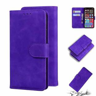 For iPhone 12 Pro Skin Feel Pure Color Flip Leather Phone Case(Purple)