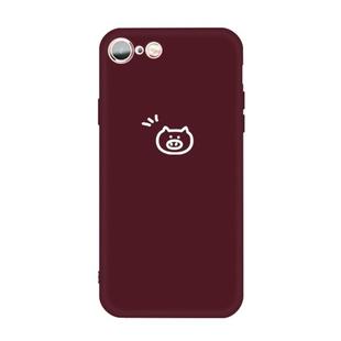 For iPhone 6s / 6 Small Pig Pattern Colorful Frosted TPU Phone Protective Case(Wine Red)