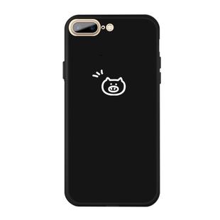 For iPhone 8 Plus / 7 Plus Small Pig Pattern Colorful Frosted TPU Phone Protective Case(Black)