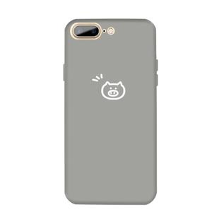 For iPhone 8 Plus / 7 Plus Small Pig Pattern Colorful Frosted TPU Phone Protective Case(Gray)