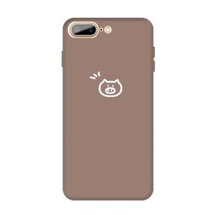 For iPhone 8 Plus / 7 Plus Small Pig Pattern Colorful Frosted TPU Phone Protective Case(Khaki)