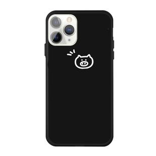 For iPhone 11 Pro Small Pig Pattern Colorful Frosted TPU Phone Protective Case(Black)