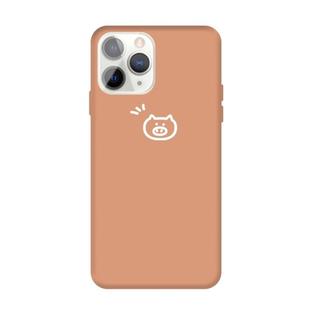 For iPhone 11 Pro Max Small Pig Pattern Colorful Frosted TPU Phone Protective Case(Coral Orange)