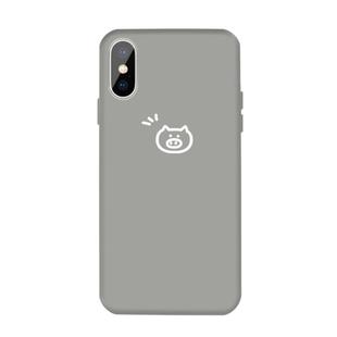 For iPhone XS Max Small Pig Pattern Colorful Frosted TPU Phone Protective Case(Gray)