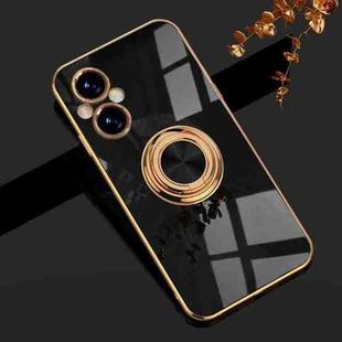For OPPO A96 6D Electroplating Full Coverage Silicone Phone Case(Black)