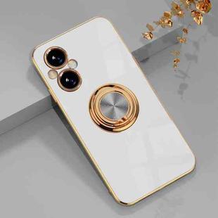 For OPPO A96 6D Electroplating Full Coverage Silicone Phone Case(White)