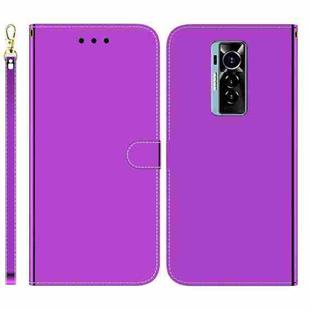 For Tecno Phantom X Imitated Mirror Surface Horizontal Flip Leather Phone Case(Purple)