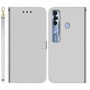 For Tecno Spark 7 Pro Imitated Mirror Surface Horizontal Flip Leather Phone Case(Silver)