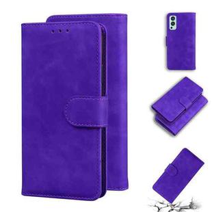 For OnePlus Nord 2 5G Skin Feel Pure Color Flip Leather Phone Case(Purple)
