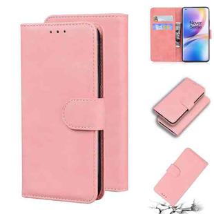 For OnePlus 8 Pro Skin Feel Pure Color Flip Leather Phone Case(Pink)