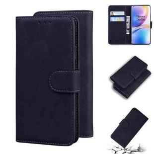 For OnePlus 8 Pro Skin Feel Pure Color Flip Leather Phone Case(Black)