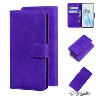 For OnePlus 8 Skin Feel Pure Color Flip Leather Phone Case(Purple)