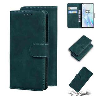 For OnePlus 8 Skin Feel Pure Color Flip Leather Phone Case(Green)