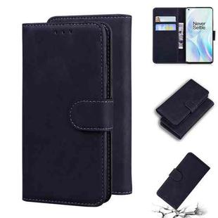 For OnePlus 8 Skin Feel Pure Color Flip Leather Phone Case(Black)