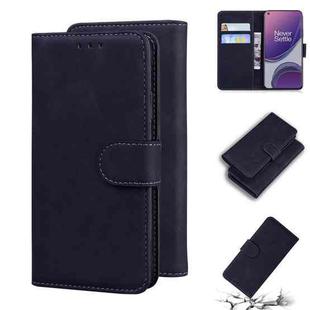 For OnePlus 8T Skin Feel Pure Color Flip Leather Phone Case(Black)