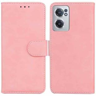 For OnePlus Nord CE 2 5G Skin Feel Pure Color Flip Leather Phone Case(Pink)