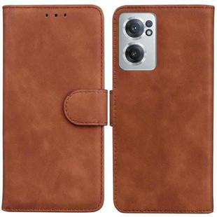 For OnePlus Nord CE 2 5G Skin Feel Pure Color Flip Leather Phone Case(Brown)