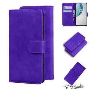 For OnePlus Nord N10 5G Skin Feel Pure Color Flip Leather Phone Case(Purple)