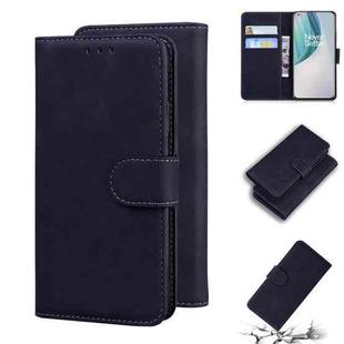 For OnePlus Nord N10 5G Skin Feel Pure Color Flip Leather Phone Case(Black)