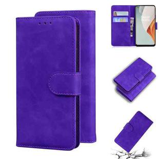 For OnePlus Nord N100 Skin Feel Pure Color Flip Leather Phone Case(Purple)