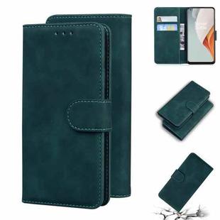 For OnePlus Nord N100 Skin Feel Pure Color Flip Leather Phone Case(Green)