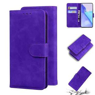 For OnePlus 9 Skin Feel Pure Color Flip Leather Phone Case(Purple)