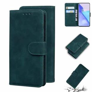 For OnePlus 9 Skin Feel Pure Color Flip Leather Phone Case(Green)