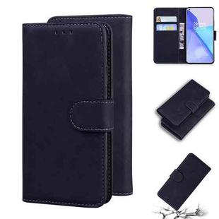 For OnePlus 9 Skin Feel Pure Color Flip Leather Phone Case(Black)