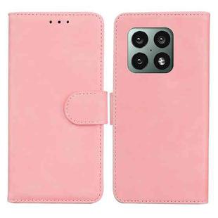 For OnePlus 10 Pro 5G Skin Feel Pure Color Flip Leather Phone Case(Pink)