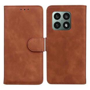 For OnePlus 10 Pro 5G Skin Feel Pure Color Flip Leather Phone Case(Brown)