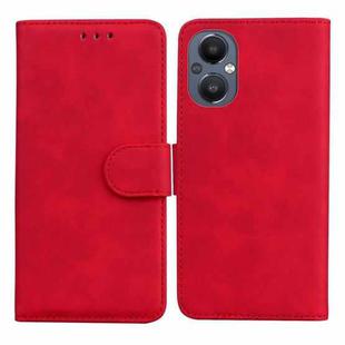 For OnePlus Nord N20 5G Skin Feel Pure Color Flip Leather Phone Case(Red)