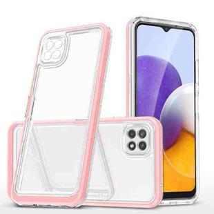 For Samsung Galaxy A22 5G Clear Acrylic+PC+TPU Shockproof Phone Case(Pink)