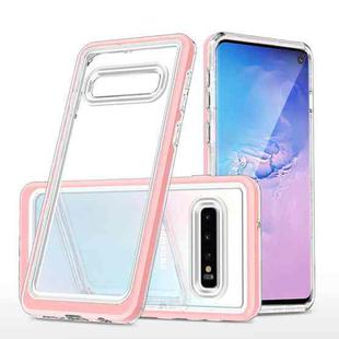 For Samsung Galaxy S10 Clear Acrylic+PC+TPU Shockproof Phone Case(Pink)