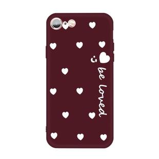 For iPhone 6s / 6 Smiling Face Multiple Love-hearts Pattern Colorful Frosted TPU Phone Protective Case(Wine Red)