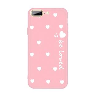 For iPhone 8 Plus / 7 Plus Smiling Face Multiple Love-hearts Pattern Colorful Frosted TPU Phone Protective Case(Pink)
