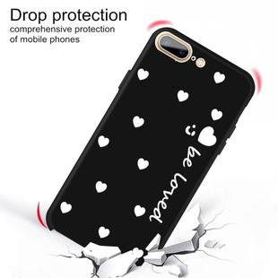 For iPhone 8 Plus / 7 Plus Smiling Face Multiple Love-hearts Pattern Colorful Frosted TPU Phone Protective Case(Black)