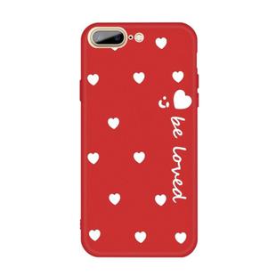 For iPhone 8 Plus / 7 Plus Smiling Face Multiple Love-hearts Pattern Colorful Frosted TPU Phone Protective Case(Red)