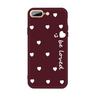 For iPhone 8 Plus / 7 Plus Smiling Face Multiple Love-hearts Pattern Colorful Frosted TPU Phone Protective Case(Wine Red)