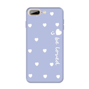 For iPhone 8 Plus / 7 Plus Smiling Face Multiple Love-hearts Pattern Colorful Frosted TPU Phone Protective Case(Light Purple)