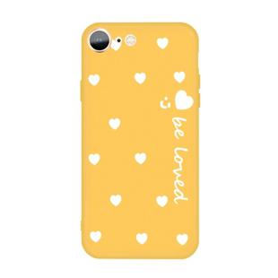 For iPhone SE 2022 / SE 2020 / 8 / 7 Smiling Face Multiple Love-hearts Pattern Colorful Frosted TPU Phone Protective Case(Yellow)