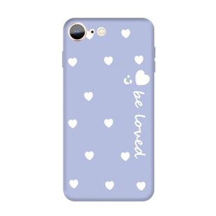 For iPhone SE 2022 / SE 2020 / 8 / 7 Smiling Face Multiple Love-hearts Pattern Colorful Frosted TPU Phone Protective Case(Light Purple)