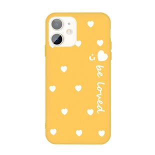 For iPhone 11 Smiling Face Multiple Love-hearts Pattern Colorful Frosted TPU Phone Protective Case(Yellow)