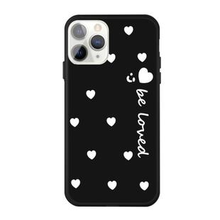 For iPhone 11 Pro Max Smiling Face Multiple Love-hearts Pattern Colorful Frosted TPU Phone Protective Case(Black)