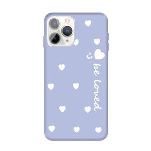 For iPhone 11 Pro Max Smiling Face Multiple Love-hearts Pattern Colorful Frosted TPU Phone Protective Case(Light Purple)