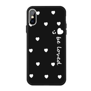 For iPhone X / XS Smiling Face Multiple Love-hearts Pattern Colorful Frosted TPU Phone Protective Case(Black)
