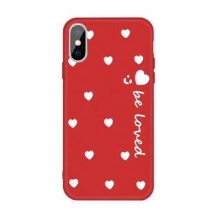 For iPhone X / XS Smiling Face Multiple Love-hearts Pattern Colorful Frosted TPU Phone Protective Case(Red)