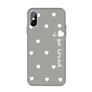 For iPhone X / XS Smiling Face Multiple Love-hearts Pattern Colorful Frosted TPU Phone Protective Case(Gray)