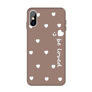 For iPhone XS / X Smiling Face Multiple Love-hearts Pattern Colorful Frosted TPU Phone Protective Case(Khaki)