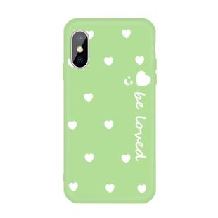 For iPhone XS Max Smiling Face Multiple Love-hearts Pattern Colorful Frosted TPU Phone Protective Case(Green)