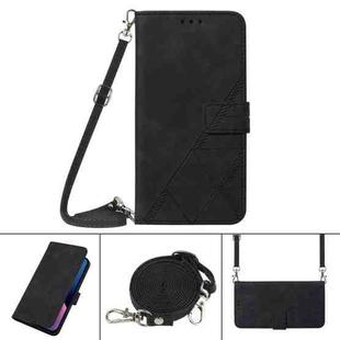 For iPhone 13 Crossbody 3D Embossed Flip Leather Phone Case(Black)